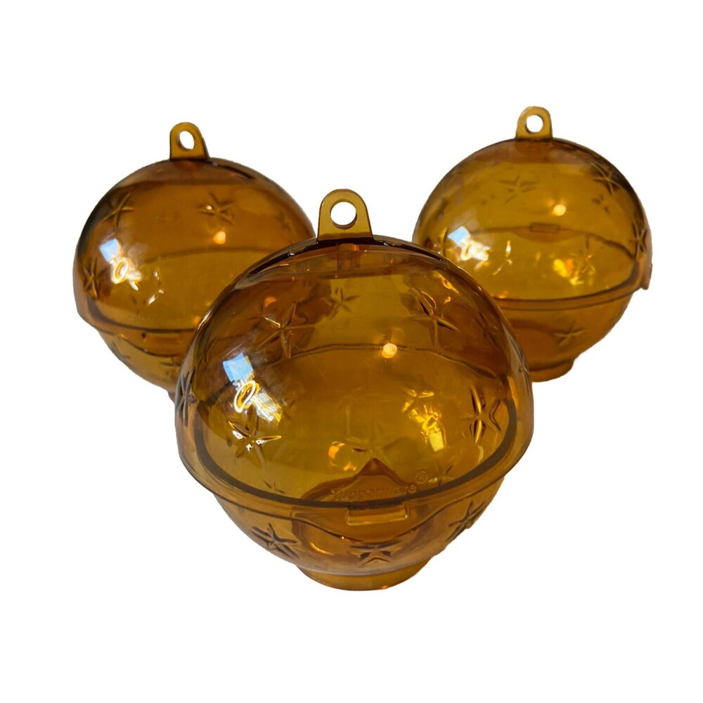 Tupperware Christmas Storage Ornaments Gold Place Card Holder Set of 3